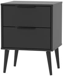 Various colours and designs make the range of our tables diverse enough for you to get the right one for your home. Hong Kong Black 2 Drawer Bedside Cabinet With Wooden Legs Cfs Furniture Uk
