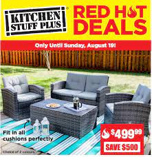 Whether you live in a condo or apartment, with the right set, you can expand your space all summer long. Kitchen Stuff Plus Canada Red Hot Sale Save 50 On 4 Pc Jardin Outdoor Seating Set More Deals Canadian Freebies Coupons Deals Bargains Flyers Contests Canada