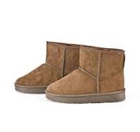 Brown Faux Suede Water Repellent Short Boots with Faux Fur Lining - (Size  7-7.5)