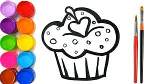 Glitter Cupcake Coloring And Drawing For Kids Yummy Cupcake Coloring Cupcake Coloring Pages Printable Coloring Book Drawing For Kids