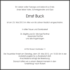 Traueranzeigen von Ernst Buck