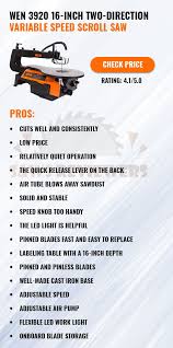 Wen 3920 16 Inch Two Direction Scroll Saw Flexible Led Light Scroll Saws Directions