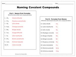 The first element is named first, using the elements name. Naming Covalent Compounds Worksheet For Review Or Assessment Tpt