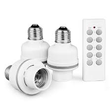 Wireless Light Bulb Socket Lamp Holder Switch Remote Control Led Lighting Base Extender Adapter Plug Bulb Fixture Outlet Replacement Home Automation Set E26 E27 3 Sockets 1 Remote Controller