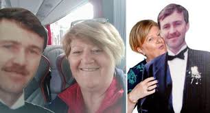 Michelle Bourke holidays with cardboard cutout of husband Paul