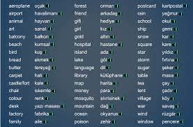 turkish vocabulary dilbilgisi kartpostal okul