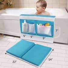 Baby bath kneeler & elbow rest set with free inflatable spout cover, shark shaped mesh toys organizer, decorative tub mats, duck bath glove in tote bag. Bath Kneeler Pad Large Thick Easier Safety Baby Bath Mat Kneeling Pad With Toy Organizer Elbow Rest Padding For Baby Bath Garden Work Exercise Yoga Blue Walmart Com Walmart Com