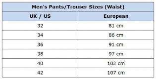 European To American Sizes Pants Australian Mens Clothing