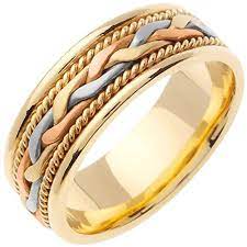 14k Tri Color Gold Braided French Braid Men S Comfort Fit Wedding Band 7mm Mens Gold Wedding Band Wedding Ring Bands Mens Wedding Bands