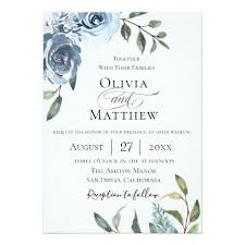 Elegant Dusty Blue Botanical Wedding Invitation Zazzle Com Botanical Wedding Invitations Botanical Wedding Blue Wedding Invitations