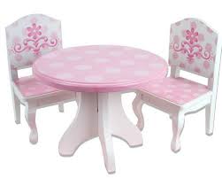 18 Inch Doll Table Chairs Set Fits American Girl Dolls And More Pink And White Hand Painted Doll 18 Inch Doll Furniture Doll Furniture Baby Doll Furniture