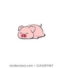 Lazy Pig Sleeping Cartoon Vector Illustration Cute Easy Drawings Pig Painting Pig Illustration