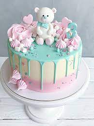 rosa u gruner teddybarkuchen babykuchen baby kuchen babyparty cupcakes kindertorte