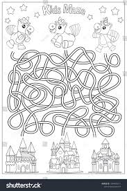 Kids Maze Coloring Page Children Labyrinth Kids Game With Cute Unicorns Activity Page Find The Right Path Funny Rid Mazes For Kids Coloring Pages Labyrinth
