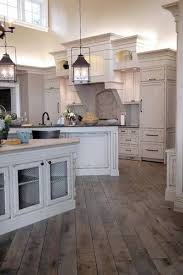 White Cabinets Rustic Floor Lanterns Open Concept Floor Plan Home Rustic Flooring New Homes