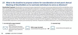 Annual report · rules of procedure · agenda. Alphabet 2020 Proxy Scorecard Corporate Governance