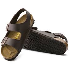 Birkenstock Sandals With Backstrap Milano Birko Flor Dark Brown With Images Birkenstock Leather Birkenstock Sandals