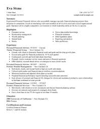Best Personal Financial Advisor Resume Example Livecareer
