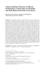 These transformation result in the development of soil structure, and in changes in color, relative to the parent material. Pdf Abiotic And Biotic Processes Of Mineral Weathering In Tundra Soils On Ultramafic And Mafic Rocks Of The Polar Urals Russia