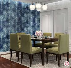 View more products related to dining room furniture. Diningroom Green Forest Blue Wallpaper Eclectic India Dining Room Design Room Best Dining
