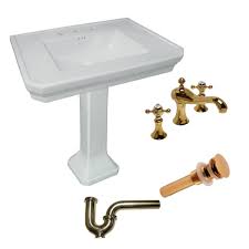 large white victorian pedestal sink