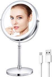 Vanity lighted makeup mirror 10x. Buy Rechargeable 8 Lighted Makeup Mirror 10x Magnifying Vanity Mirror With Led Lights Double Sided Cosmetic Mirror Battery Powered Touch Button Adjust Brightness Online In Germany B08s372lks