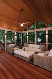 Three Season Porch With Eze Breeze Windows And High Tongue And Groove Ceiling Back Porch Designed And B House With Porch Back Porch Designs Three Season Room