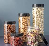 Amazon.com: Lawei 8 Pack 34 oz Clear Plastic Jars with Black Lids - Plastic  Food Storage Jars for Kitchen & Household Storage of Dry Goods, Nuts, ...