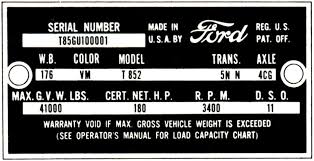 decode your 61 62 ford truck vin tag fordification info