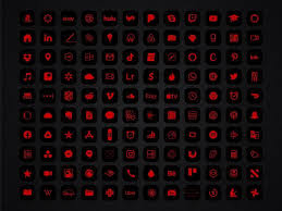 Neon red aesthetic app icons. Red And Black App Icons Iphone Ios 14 Theme Minimalist Black Etsy In 2021 Black App Widget Icon App Icon