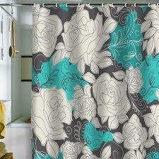 Pin By Amanda Elrich On For The Home Pinterest Teal Shower Curtains Gray Shower Curtains Teal Bathroom
