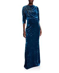 Badgley Mischka Collection Beaded Velvet High Neck Column Gown Column Gown Glamorous Evening Gowns Badgley Mischka Dress