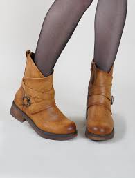 Browse our stylish collection of flat and heeled booties, from dr. Platform Ankle Boots Hafsana Brown Synthetic Leather With Strap Wrapped On Ankle