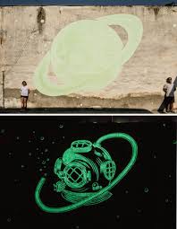 Phosphorescent Street Art With Hidden Meaning Glowing Art Street Mural Dark Paintings