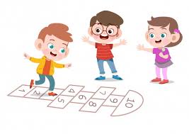 Niños jugando en la calle png. Ninos Y Ninas Jugando A La Rayuela Vector Gratis