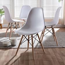 Baxton Studio Sydnea Mid Century Modern White Acrylic Brown Wood Finished Dining Chair Set Of 4 Bso160529 White Idei Remont