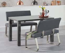 The home collection teak is a reinterpretation of a classic design which easily unites modernity and timelessness. Dark Grey High Gloss Dining Table Bench With Backs Homegenies