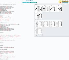 It was written by underwood, hillary lindsey, and david hodges. Chord See You Again Carrie Underwood Tab Song Lyric Sheet Guitar Ukulele Chords Vip