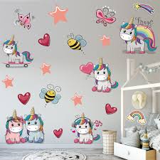 Stiker Dinding Motif Kartun Unicorn Untuk Dekorasi Kamar Tidur Ruang Tamu Shopee Indonesia