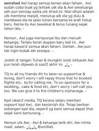 Majlis perkahwinan awi rafael dan atikah suhaimie dibatalkan secara mengejut pada saat akhir dan mengejutkan pelbagai. Video Niat Di Hati Nak Tutup Aib Dia Dahulu Tapi Berat Dugaan Baru Ini Awi Rafael