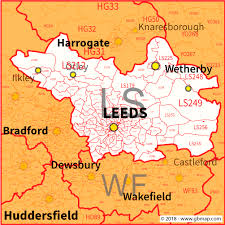 Map of leeds area hotels: Leeds Postcode Area District And Sector Maps In Editable Format