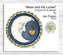 Celestial Art Print, Crescent Moon Art, Celestial Watercolor, Moon Lover  Gifts, Moon Print, Night Sky Print, Watercolor Print, Square Prints