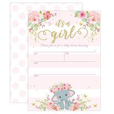 Free printable baby shower invitations are you having a baby soon, or helping to plan a shower for someone who is? Elephant Baby Shower Invitation Girl Pink Elephant Baby Shower Jungle Baby Girl Shower Invite It S A Girl Baby Sprinkle Invite 20 Fill In Invitations And Envelopes Cw18edike22