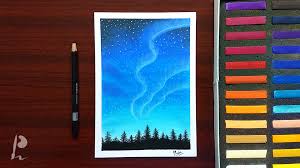 Aurora Borealis Night Sky Drawing With Soft Pastels Prabudbz Art Soft Pastel Night Sky Drawing Soft Pastel Art