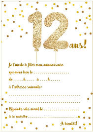 Catégorie invitation à imprimer : Carte D Invitation D Anniversaire 12 Ans