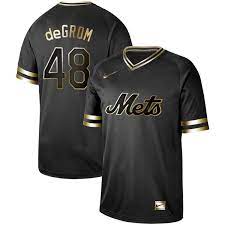 Includes full info on his rookie cards, a complete rc checklist, & his minor league cards. Mets 48 Jacob Degrom Black Gold Nike Cooperstown Collection Legend V Neck Jersey