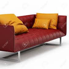 Find the best orange decorative pillows for your home in 2021 with the carefully curated selection available to shop at houzz. Red Leather Sofa With Orange Pillows On A White Background 3d Stock Photo Picture And Royalty Free Image Image 117423878