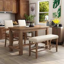 This comfortable table and chair set offers plenty of room with square cut table legs and wide chair seats. Furniture Of America Tays Rustic Brown Counter Height Dining Set Overstock 20830793