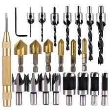 Woodworking Drilling Or Chamfer Tool8pcs Wood Plug Cutter6pcs 1 4 Hex 5 Flute 90 Degree Countersink Drill Bits7pcs Wood Plugs Automatic Center Punch Drill Bits