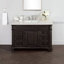 It is constructed with solid, durable oak and plywood. Abel 48 Inch Distressed Single Sink Bathroom Vanity Marble Top
